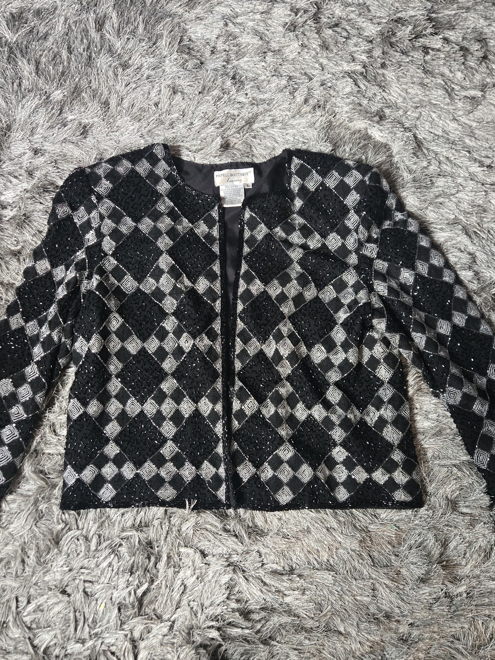 Vtg Papell Boutique Hand-Beaded Silk Evening Jacket